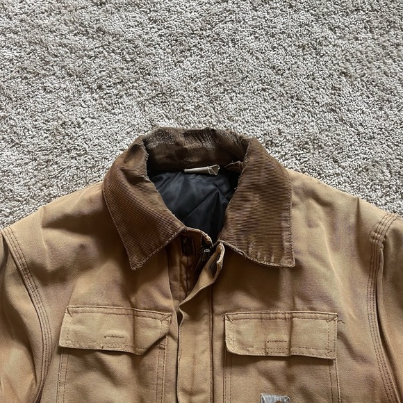 VTG Carhartt Mens Heavy Khaki Canvas Barn Coat Mens XL USA Made Distressed - Picture 6 of 16